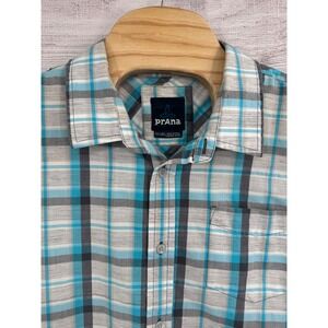 Prana Shirt Mens 2XL Plaid Button Up Short Sleeve Casual Hiking‎ Outdoors